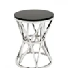Casa Padrino Luxus Art Deco Designer Beistelltisch, polierter rostfreier Stahl und schwarzes Glas, 29 x H. 39 cm
