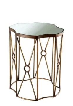 Casa Padrino Luxus Art Deco Designer Beistelltisch 2er Set in Antik Messing - 55 x H. 72 cm / 44,5 x H. 56,5 cm