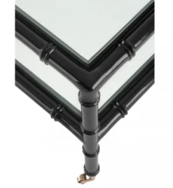 Casa Padrino Luxus Art Deco Designer Couchtisch aus Teakholz in Piano Schwarz, 89 x 89 x H. 43 cm