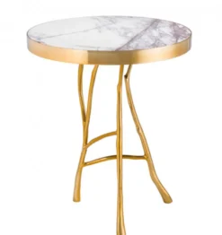 Casa Padrino Luxus Art Deco Designer Beistelltisch Gold mit weißer Marmorplatte 50 x H 58 cm