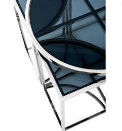 Casa Padrino Luxus Art Deco Designer Beistelltisch 5er Set aus rostfreiem Stahl und Rauchglas 60 x H. 55 cm