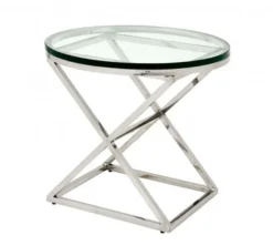Casa Padrino Luxus Art Deco Designer Beistelltisch - Edelstahl & Glas, 59 x H. 54 cm