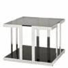 Casa Padrino Luxus Art Deco Designer Beistelltisch - Polierter Edelstahl & Rauchglas - 65 x 65 x H. 55 cm