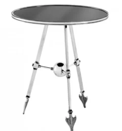 Casa Padrino Luxus Art Deco Designer Beistelltisch, Antik Silber und schwarzes Glas, 65 x H. 74 cm