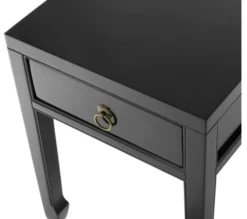 Casa Padrino Luxus Art Deco Designer Beistelltisch aus Birkenholz in Schwarz und antikem Messing 40 x 40 x H. 53 cm