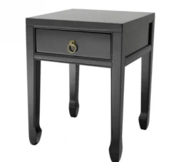 Casa Padrino Luxus Art Deco Designer Beistelltisch aus Birkenholz in Schwarz und antikem Messing 40 x 40 x H. 53 cm