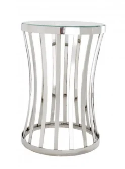 Casa Padrino Luxus Art Deco Designer Beistelltisch polierter rostfreier Stahl und Glas 40 x H. 59 cm