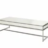 Casa Padrino Luxus Art Deco Designer Couchtisch - Wohnzimmertisch aus poliertem Edelstahl und Spiegelglas - 150 x 70 x H. 40 cm