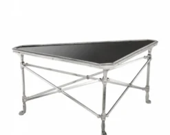 Casa Padrino Luxus Art Deco Designer Couchtisch - Messing und Granit - Antik Silber / Schwarz - 89 x 63 x H. 42 cm