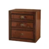 Casa Padrino Luxus Art Deco Designer Beistelltisch aus Lindenholz mit braunem Leder und 3 Schubladen - 64 x 46 x H. 69 cm