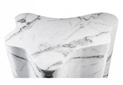 Casa Padrino Luxus Art Deco Designer Beistelltisch aus weißem Kunstmarmor – 68 x 62 x H. 56 cm