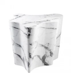 Casa Padrino Luxus Art Deco Designer Beistelltisch aus weißem Kunstmarmor – 68 x 62 x H. 56 cm