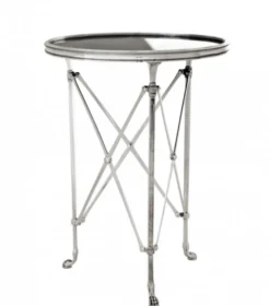 Casa Padrino Luxus Art Deco Designer Beistelltisch in Antik Silber mit schwarzem Glas 52 x H. 70 cm