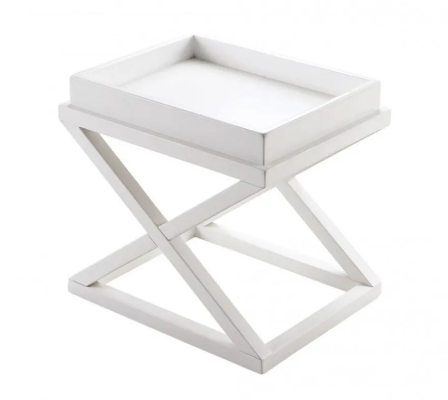 Casa Padrino Luxus Art Deco Designer Beistelltisch aus Birkenholz in Weiß, 61 x 48 x H. 57 cm