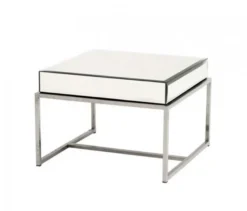 Casa Padrino Luxus Art Deco Designer Beistelltisch - Polierter Stahl und Spiegelglas - 65 x 65 x H. 45 cm