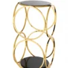 Casa Padrino Luxus Art Deco Designer Beistelltisch Gold - 32 x 32 x H. 61,5 cm - Hochwertiger Beistelltisch aus Edelstahl, Marmor und Glas