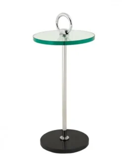 Casa Padrino Luxus Art Deco Designer Beistelltisch - Nickel, Klares Glas, Schwarzer Marmor - 30 x H. 66 cm