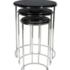 Casa Padrino Luxus Art Deco Designer Beistelltisch 3er Set - Edelstahl & schwarzer Marmor - 50x63 cm / 37x58 cm / 28x55 cm