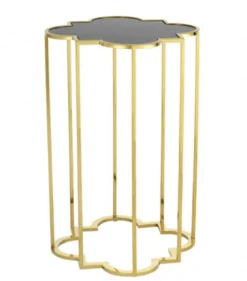 Casa Padrino Luxus Art Deco Designer Beistelltische 2er Set Gold mit schwarzem Glas, 40x40x60 cm und 30x30x55 cm