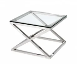 Casa Padrino Luxus Art Deco Designer Beistelltisch, polierter rostfreier Stahl, 65 x 65 x H. 49 cm