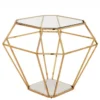 Casa Padrino Luxus Art Deco Designer Beistelltisch Gold mit weißer Marmorplatte - 65 x 65 x H. 56 cm
