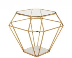Casa Padrino Luxus Art Deco Designer Beistelltisch Gold mit weißer Marmorplatte - 65 x 65 x H. 56 cm