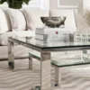 Casa Padrino Luxus Art Deco Designer Couchtisch - Quadratischer Wohnzimmertisch aus Edelstahl und Glas - 120 x 120 x H. 40 cm