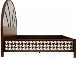 Casa Padrino Luxus Art Deco Doppelbett Dunkelbraun / Weiß 214 x 191 x H. 180 cm - Massivholz Bett - Schlafzimmer Möbel - Hotel Möbel - Art Deco Möbel - Luxus Möbel