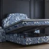 Casa Padrino Luxus Art Deco Doppelbett Weiß / Blau / Schwarz - Verschiedene Größen
