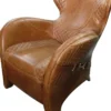 Casa Padrino Luxus Art Deco Echtleder Sessel Braun 79 x 85 x H. 85 cm - Luxus Kollektion