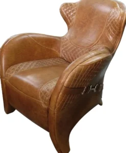 Casa Padrino Luxus Art Deco Echtleder Sessel Braun 79 x 85 x H. 85 cm - Luxus Kollektion