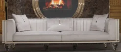 Casa Padrino Luxus Art Deco 4er Sofa Grau / Gold