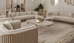 Casa Padrino Luxus Art Deco 4er Sofa Grau / Gold
