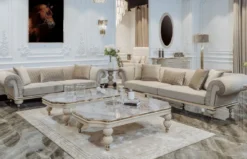 Casa Padrino Luxus Art Deco 3er Sofa Grau / Gold - Wohnzimmer Sofa - Hotel Sofa - Luxus Art Deco Wohnzimmer & Hotel Möbel - Luxus Qualität