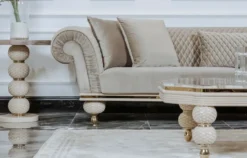 Casa Padrino Luxus Art Deco 3er Sofa Grau / Gold - Wohnzimmer Sofa - Hotel Sofa - Luxus Art Deco Wohnzimmer & Hotel Möbel - Luxus Qualität