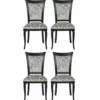 Casa Padrino Luxus Art Deco Esszimmer Stuhl 4er Set Grau / Schwarz H. 96 cm - Esszimmer Möbel