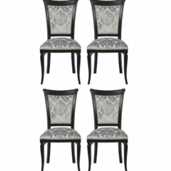 Casa Padrino Luxus Art Deco Esszimmer Stuhl 4er Set Grau / Schwarz H. 96 cm - Esszimmer Möbel