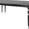 Casa Padrino Luxus Art Deco Esstisch Schwarz / Silber 220 x 115 x H. 76 cm - Edler Esszimmertisch mit 8 Tischbeinen - Art Deco Esszimmer Möbel