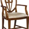 Casa Padrino Luxus Art Deco Esszimmerstuhl mit Armlehnen Dunkelbraun / Gold 58,4 x 50,8 x H. 99,1 cm - Eleganter Massivholz Stuhl mit Muster - Art Deco Esszimmer Möbel