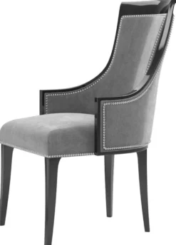 Casa Padrino Luxus Art Deco Esszimmer Stuhl Set Grau / Schwarz / Silber 50 x 50 x H. 110 cm - Edles Küchen Stühle 6er Set - Art Deco Esszimmer Möbel
