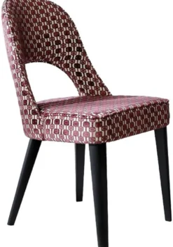 Casa Padrino Luxus Art Deco Esszimmer Stuhl 6er Set Rot / Weiß / Schwarz 49 x 61 x H. 89 cm - Art Deco Küchenstühle mit Muster - Esszimmer Möbel - Luxus Möbel - Art Deco Möbel - Luxus Einrichtung