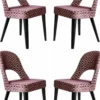 Casa Padrino Luxus Art Deco Esszimmerstuhl 4er Set Rot / Weiß / Schwarz 49 x 61 x H. 89 cm - Elegante Küchenstühle mit Muster - Esszimmer Möbel - Luxus Möbel - Art Deco Möbel - Luxus Einrichtung