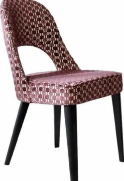 Casa Padrino Luxus Art Deco Esszimmerstuhl 4er Set Rot / Weiß / Schwarz 49 x 61 x H. 89 cm - Elegante Küchenstühle mit Muster - Esszimmer Möbel - Luxus Möbel - Art Deco Möbel - Luxus Einrichtung