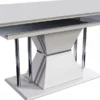 Casa Padrino Luxus Art Deco Esstisch Weiß / Grau / Silber 164 x 92 x H. 77 cm - Esszimmertisch - Küchentisch - Edle Art Deco Esszimmer Möbel