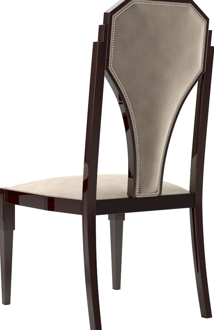 Casa Padrino Luxus Art Deco Esszimmer Stuhl Set Beige / Dunkelbraun / Silber 55 x 55 x H. 110 cm - Edles Küchen Stühle 6er Set - Art Deco Esszimmer Möbel