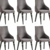 Casa Padrino Luxus Art Deco Esszimmer Stuhl Set Grau / Gold 57 x 55 x H. 98 cm - Edles Küchen Stühle 6er Set - Art Deco Esszimmer Möbel