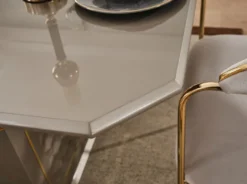 Casa Padrino Luxus Art Deco Esszimmer Set Grau / Gold - 1 Ausziehbarer Esstisch & 6 Esszimmerstühle mit Armlehnen - Esszimmer Möbel - Art Deco Möbel - Luxus Möbel - Art Deco Einrichtung