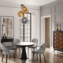 Casa Padrino Luxus Art Deco Esstisch Matt Schwarz 125-175 x 125 x H. 78 cm - Ausziehbarer Massivholz Küchentisch mit runder Tischplatte - Esszimmer Möbel - Art Deco Möbel - Luxus Möbel