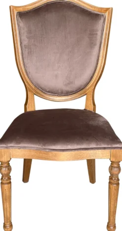 Casa Padrino Luxus Art Deco Esszimmer Stuhl Braun / Naturfarben - Eleganter Massivholz Stuhl mit edlem Samtstoff - Art Deco Esszimmer Möbel Barock