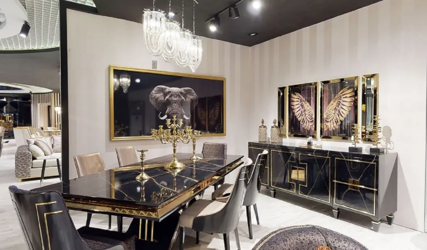 Casa Padrino Luxus Art Deco Esszimmer Stuhl Set Schwarz / Gold - Küchen Stühle 6er Set - Art Deco Esszimmer Möbel - Luxus Qualität